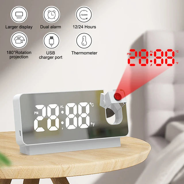 projectable alarm clock white