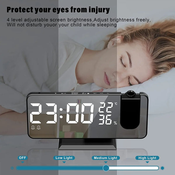 projectable alarm clock white