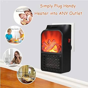 Flame Heater 1000W Mini Portable Electric Fireplace Plug-in Air Warmer with Remote Control