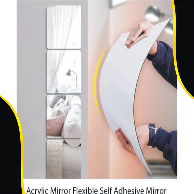 ready stock Mirror That Will Not Break Self-adhesive Soft Mirror Stickers Toilet Bathroom Mirror Stickers