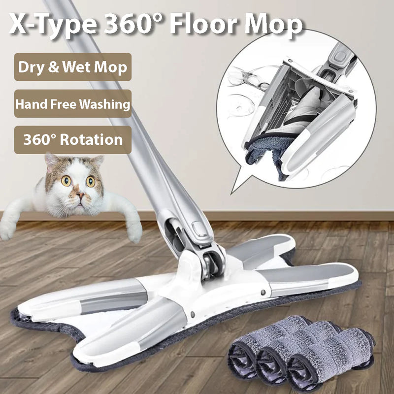 360 Degree X-Type Flat Squeezable Twist Floor Mop